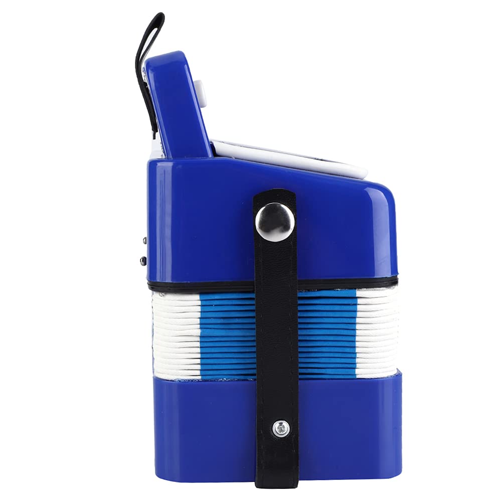 Bambini 7 tasti 2 bassi Mini piccola fisarmonica Strumento musicale educativo Ritmo Giocattolo per bambini Blu.
