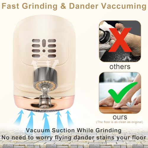 Image of Callus Remover for Feet (with Dander Vacuum), Portable Pedicure Kit Foot File Callus Remover, Rechargeable Waterproof Foot File for Foot Care Deadskin Remover with 3Head&LCD Display, Gold
