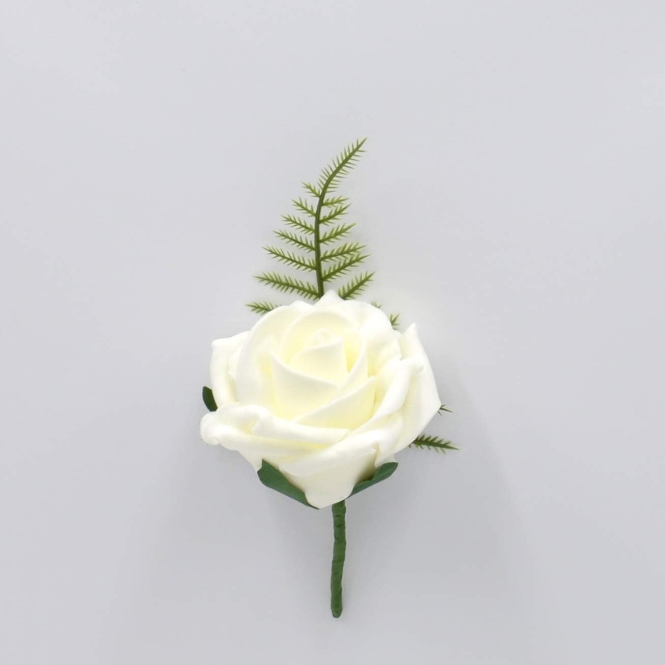 Artificial Wedding Flowers Hand-Made by Petals Polly, Foam Rose Buttonhole in Ivory
