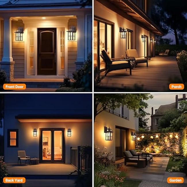 WIHTU Outdoor Wall Lantern, Porch Lights with Glass Shade, Waterproof Wall Sconce Light, ORB Fixtures Exterior Lighting, Aluminum Lanterns, Anti-Rust Front Door Garden