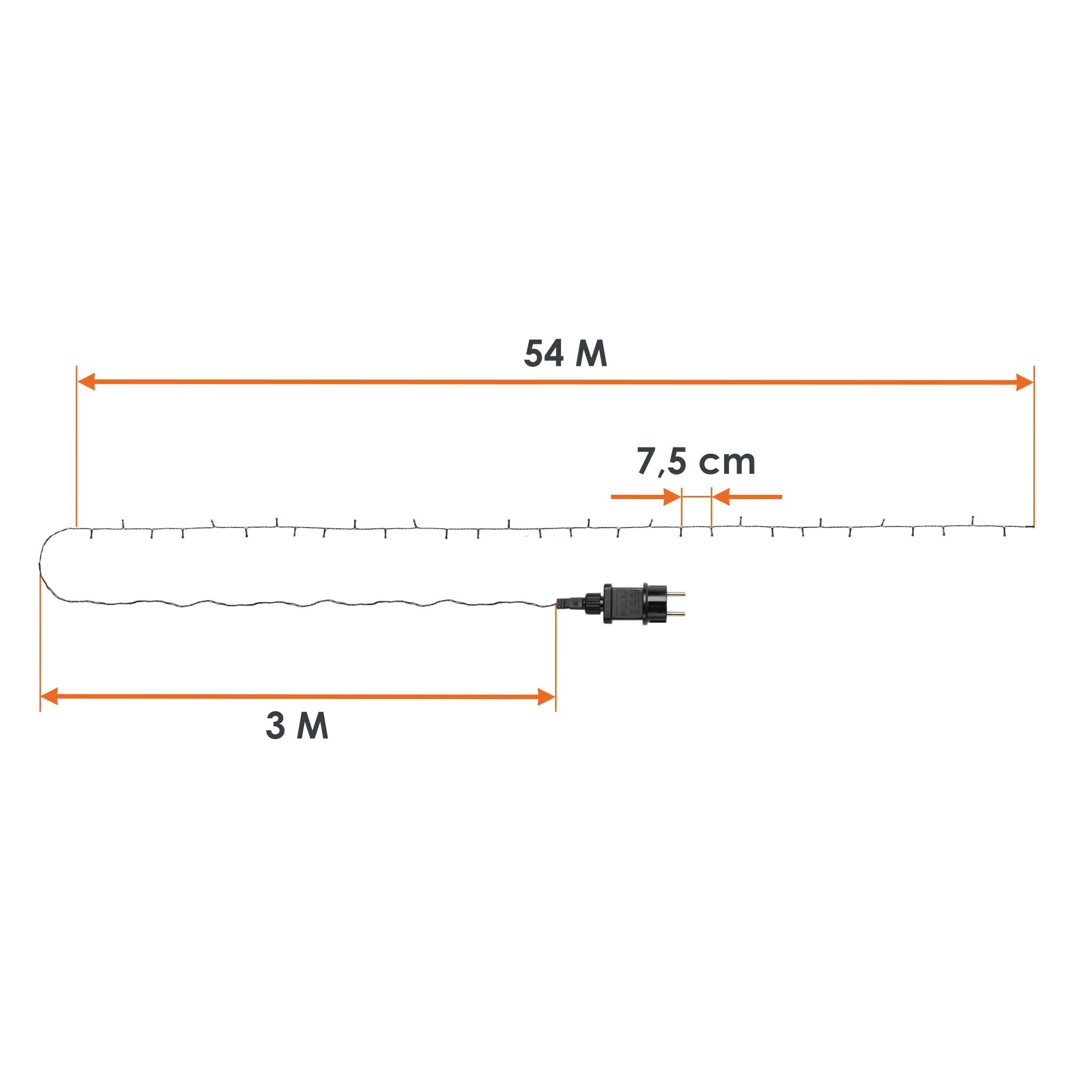 Catena luminosa LED, Fili Luminosi, Colore Bianco Caldo, per Interno ed Esterno 54 m - 720 LED