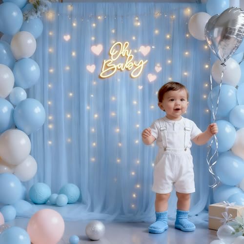 10x10ft White Tulle Backdrop Curtain with Lights String for Parites, Sheer Photo Backdrop Curtains with Lights for Wedding Backdrop Ceremony Reception Bridal Shower Baby Shower Birthday Party - Image 4