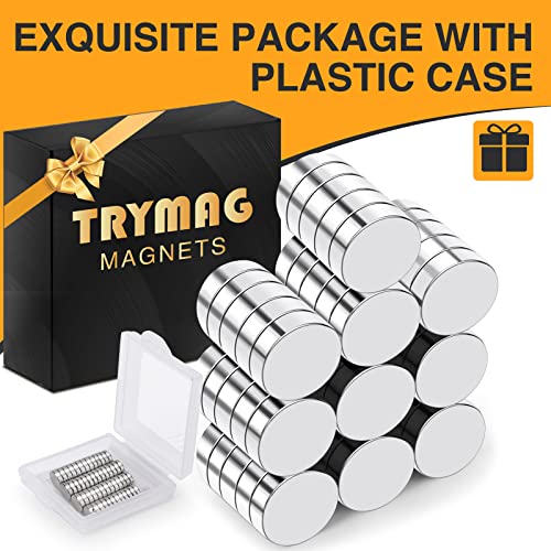 Image of TRYMAG 90Pcs Refrigerator Small Round Magnets for Crafts, 8x3mm Mini Rare Earth Tiny Strong Neodymium Disc Magnets for Whiteboard, Fridge, Office, Hobbies, DIY
