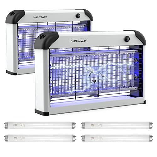 Insectaway Fly Killer Bug Zapper, Fly Zapper Electric 2400V, 20W UV Insect Killer Electric, Fly Killers for Home Indoor, Mosquito Killer Lamp with Double-Sided Grid - 2 Pack