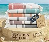 LANE LINEN 6-Pack Oversized Pre-Washed Beach...