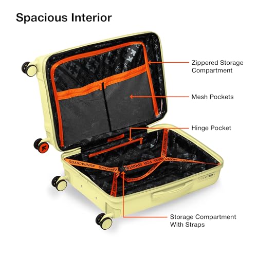 Image of Nasher Miles Krabi Expander Hard-Sided Polypropylene Luggage Set of 3 | 55cm, 65cm & 75cm | 8 Wheels Small, Medium & Large Trolley Bag for Travel | Suitcase (Yellow)