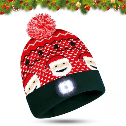 Weihnachtsmütze Erwachsene, Weihnachtsmützen mit LED Licht,...