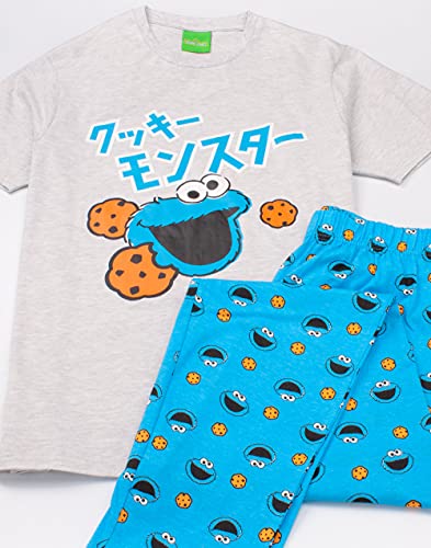 Sesame Street Cookie Monster Pajamas Mens Muppet T-Shirt & Trousers Pjs Small Blue3
