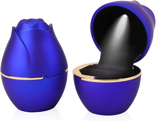 Miniatura 5 de iSuperb Caja de anillos en forma de rosa, caja de anillo LED, caja de joyería para propuestas, compromiso, boda, aniversario, San Valentín, regalo
