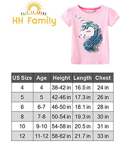 Hh Family Flip Sequin Unicorn Shirt Tee For Girls 3-12 Years (5, Aurora Q) #TOP5