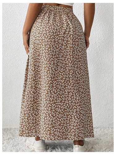 Floerns Women's Plus Size Ditsy Floral Split Thigh Button Front Midi Skirts2