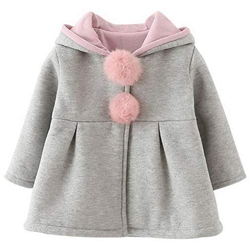 Odziezet Niña Chaqueta con Capucha Chaqueta de Algodón con Orejas de Conejo Otoño e Invierno para Bebés 0-6 años