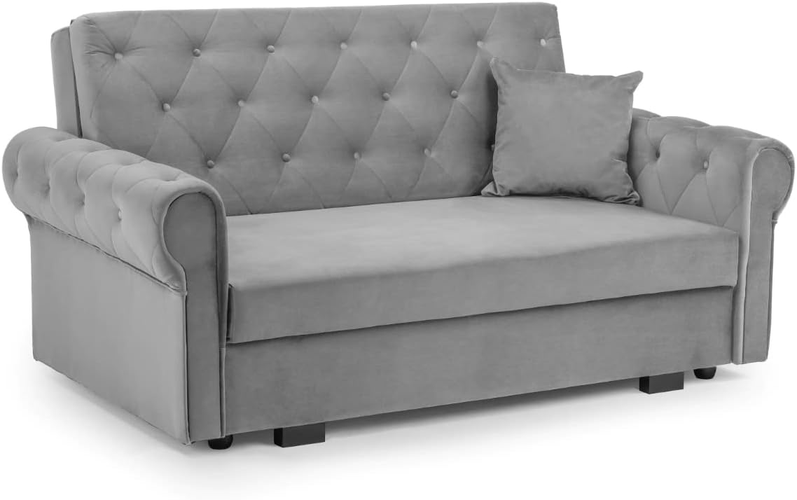 Honeypot Sofa Bed Rosalind 2 Seater Sofabed Plush Grey Velvet