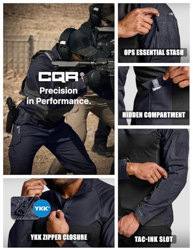 Image of CQR Men's Tactical Combat Shirt, 1 /4 Zip Long Sleeve Breathable Military BDU Training Top for Shooting, Hunting, Range Use