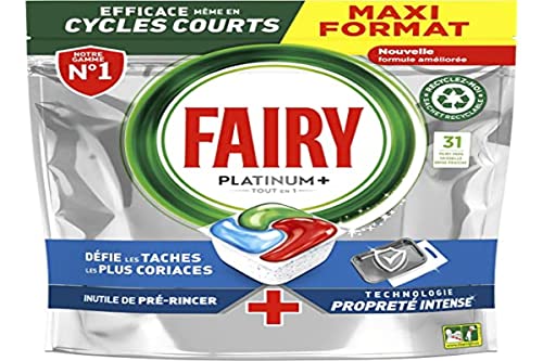 Fairy Platinum Plus Tablets Lavavajillas All In One, Brisa Fresca De Hierbas, 31 Cápsulas, Limpieza Óptima Para Vajilla Limpia, Como Nueva, Reda Brillo Y Previene La Piedra Calcárea
