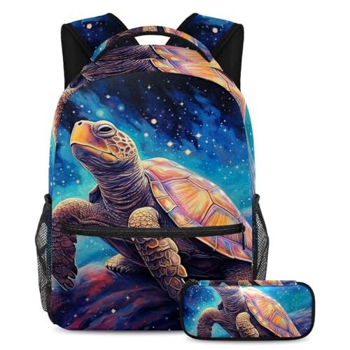 Sac à dos tortue de mer galaxie étoilée idéal pour le collège la高middle school et les voyages
