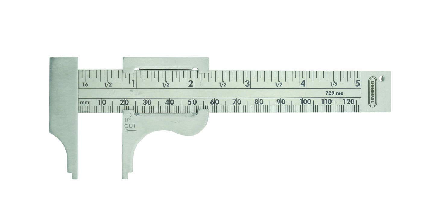 General Tools Slide Caliper #729ME, MM and 16th Graduation, 0 to 4-Inch (0 to 102mm) Range, Inside and Outside Measurement