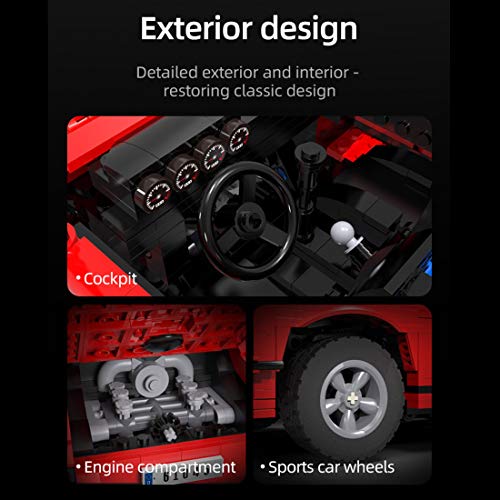 CADA C61045W - 1429PCS Technik Master Classic Sports Car mit Fernbedienung - 1: 12,5 Retro Sportwagen Baustein Spielzeug… – Bild 4