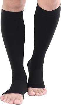 TOFLY Compression Socks For Women & Men Open Toe Knee High 20-30mmHg