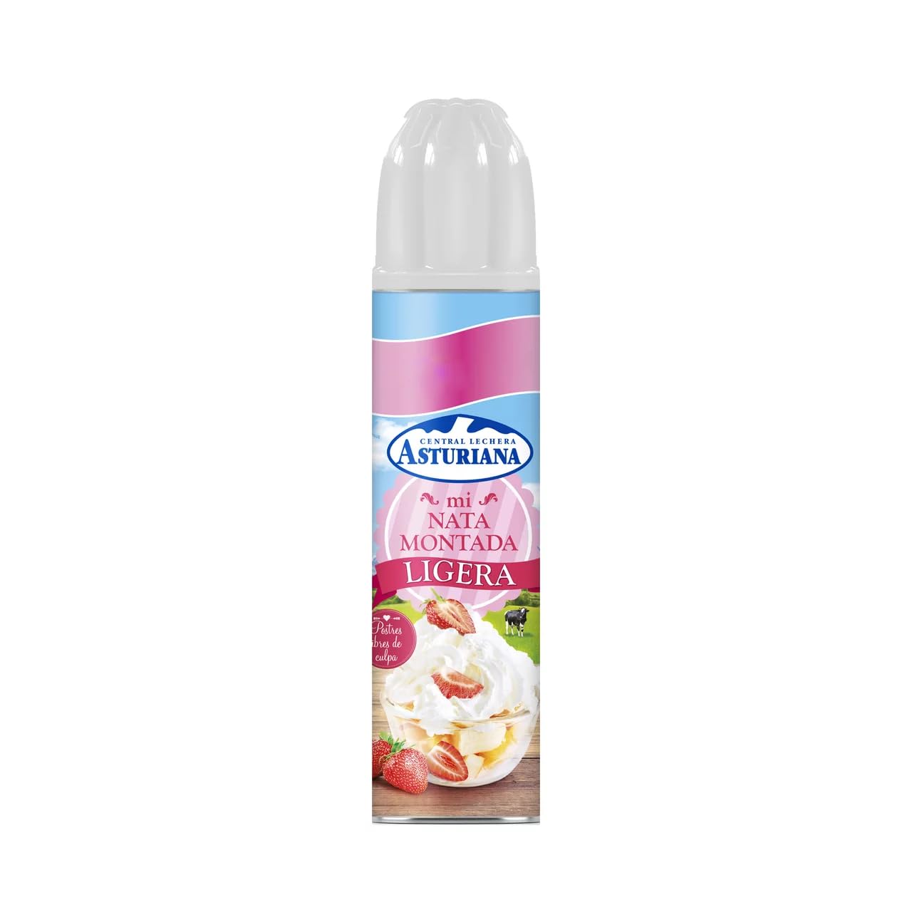 Nata Montada en Spray Central Lechera Asturiana (250g) Tradicional, Sin Lactosa y Ligera - Productos Refrigerados - (3 BOTES SPRAY, Nata Montada Ligera 250g)