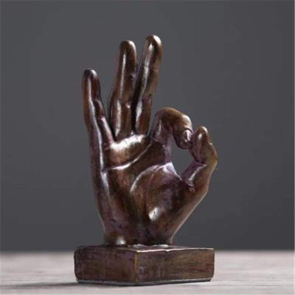 Statue Thumbs-Up Victory Ok Hand Signal Resin Statue Creative Bar Ktv Wall Hangings Home Statue Desktop Decoration,B 10X6.5X16Cm