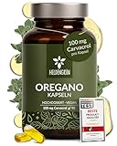 Heldengrün® Oregano Öl Kapseln [HOCHDOSIERT] 100 mg Carvacrol pro Kapsel - Bio Oreganoöl mit +82% Carvacrol aus Griechenland - magensaftresistent, laborgeprüft & vegan - 90 Stück