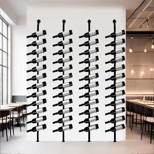 Dernoing Estante de vino grande de montaje en pared, estantes de pared de 73.8 pulgadas de alto para bar, capacidad para 12 soportes de almacenamiento de vino de metal, para restaurantes comerciales
