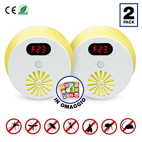 Preisvergleich Produktbild DARKDUCK® Ultraschall Mäuseabwehr - Mücken- und Insektenabwehr (Fliegen, Ameisen, Kakerlaken) mit Nachtlicht - geschützte Umgebung - 100% sicher - [Paket 2] Mückenschutz Aufkleber gratis