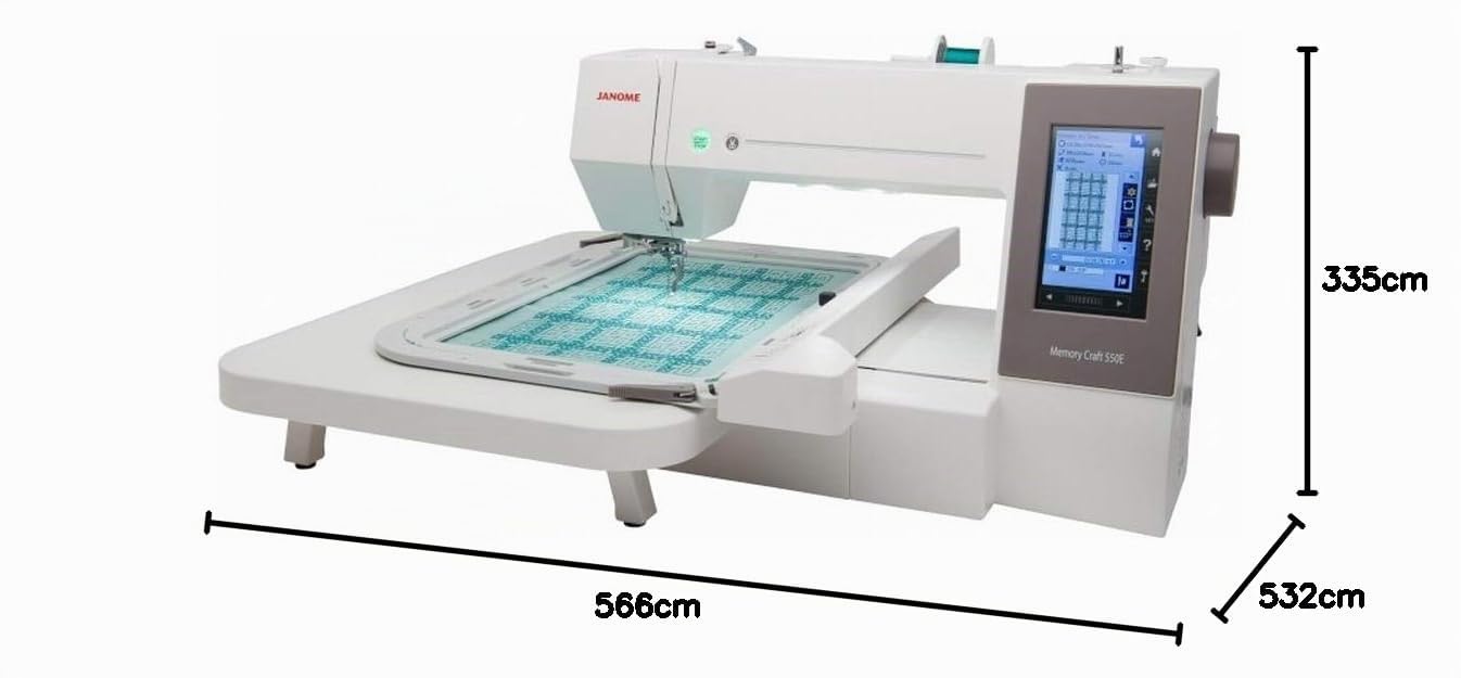 Janome MC 550E Máquina de bordar, incluye 4 bastidores, con una superficie de bordado de 360 x 200 mm