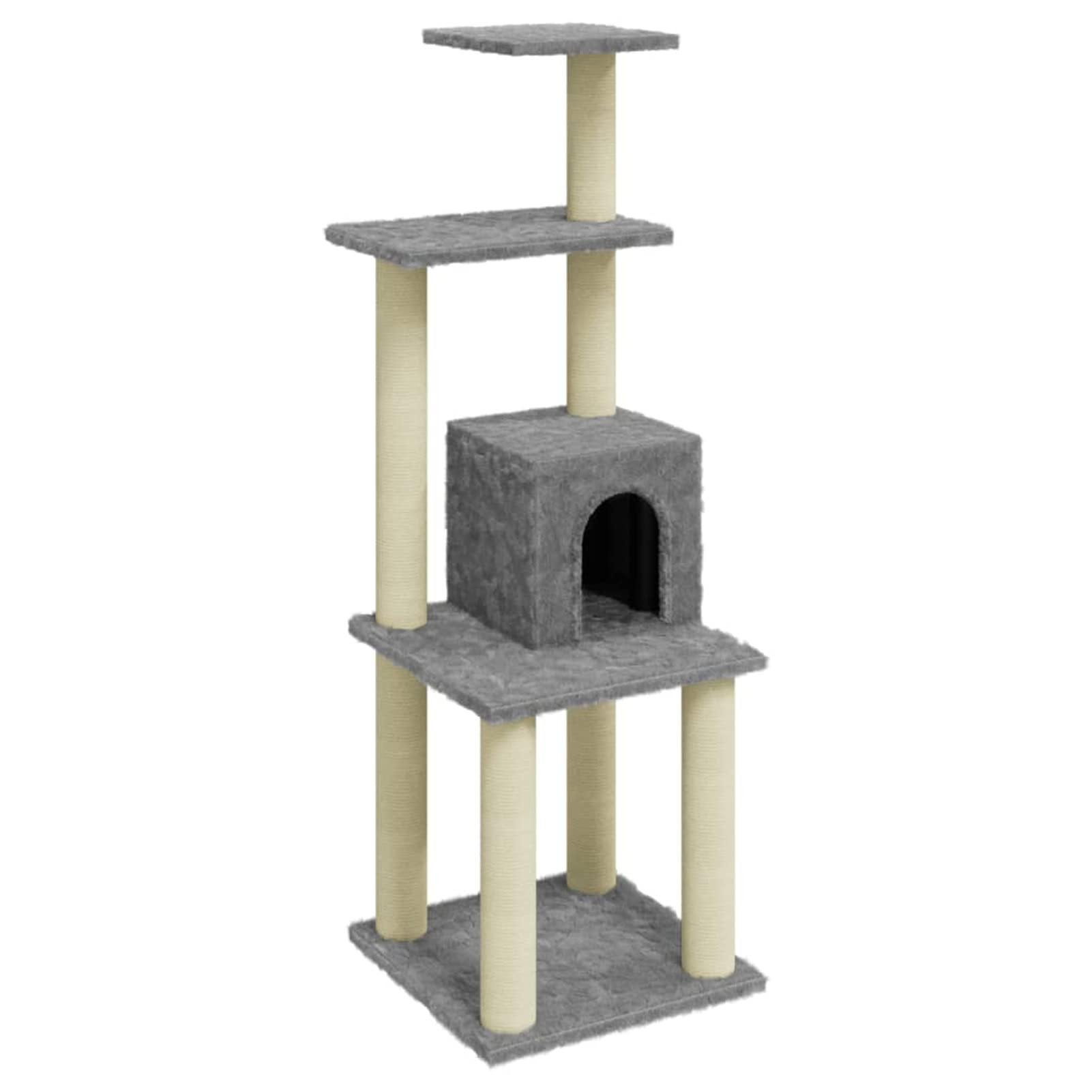 LAPOOH Rascador para Gatos con Postes de sisal, Arbol para Gatos, Gatos Accesorios, Arranhador para Gatos, Arbol Rascador Gatos, Gris Claro 105 cm