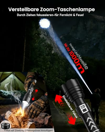 Shadowhawk Taschenlampe Led Aufladbar 1,000,000LM Extrem Hell, Zündfunktion – Ansicht 3