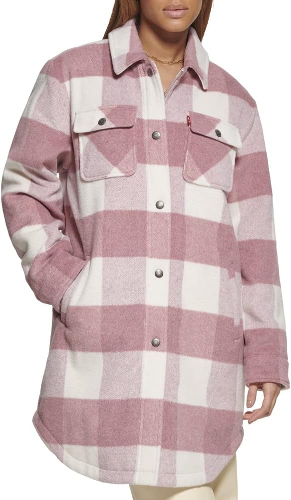 Levi's Women's Wool Blend Sherpa Lined Long Shacket (Standard