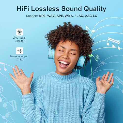 Image of SWOFY 64GB MP3 Player with Bluetooth 5.3, 2.4-Inch Full Touch Screen, Portable Lossless Sound Music Player with HD Speaker, MP3 with FM Radio Recording e-Book, Record, Earphone Included-Blue