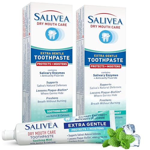 SALIVEA Gentle Toothpaste for Dry Mouth Care, 4.3 oz Tube, 2 Pack, Anticavity with Fluoride, Natural...