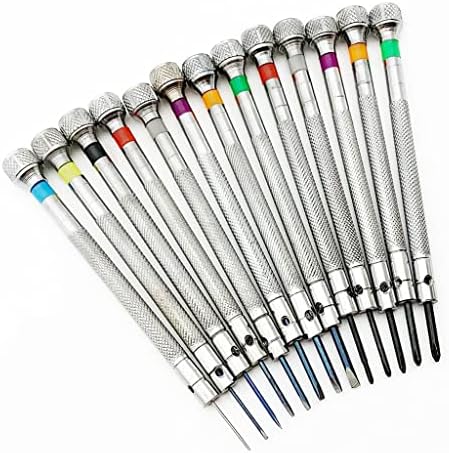13Pcs Watchmakers Tool Kit - 0.6mm to 2.0mm Flat Blade Screwdrivers, Watch Glasses & Accessories for Watch Repair - Precision Watch Repair Tools Set