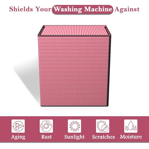 Image of Kuber Industries PVC Washing Machine Cover Semi Automatic | Dustproof Washing Machine Cover Top Load - Ideal for 6 Kg, 6.5 Kg, 7 Kg | Barik Check Design - Maroon