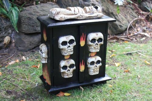 Tikimaster Armoire w/Flames 13" X 11" - Crossbones Decor | #kng21069