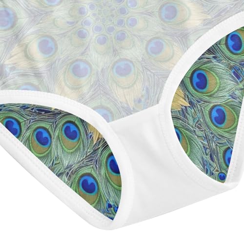 Toddler Panties, Peacock Feathers Girls Cotton Underwear, 2–8 Years4