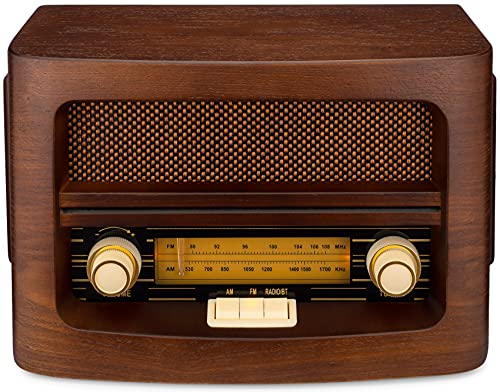 Clearclick Classic Vintage Retro Style Am/Fm Radio With Bluetooth, Aux-In, & Usb - Handmade Wooden Exterior Dark Brown #TOP3