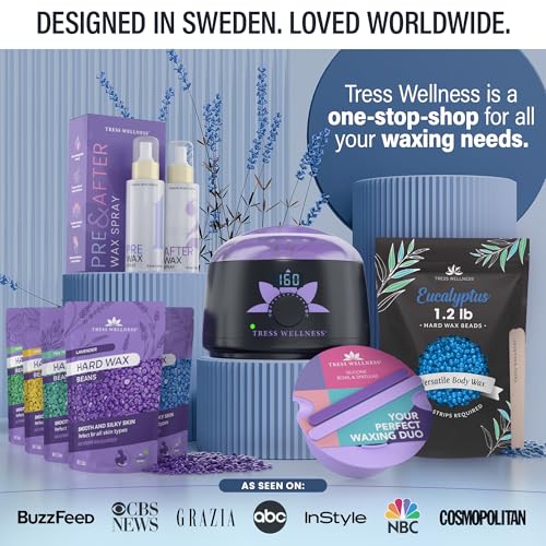 Image of Tress Wellness Wax Beads - Safe for Skin - Dermatologically Tested - At-Home Kit for Bikini, Brazilian & Full Body - Eucalyptus 1.2 lbs