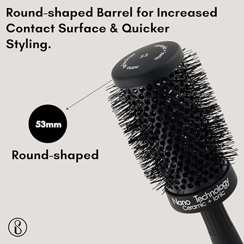 Image of Beaute Secrets Round Brush for Blow Drying - Extra Large Ceramic Ion Thermal Barrel Brush for Precise Styling and Maximum Volume - Lightweight Round Hair Brush for Smooth, Manageable Hair, 53 mm (2 Inch)