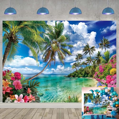 Fondo Fotográfico Verano Playa Hawaiana 8x6FT miniatura 1