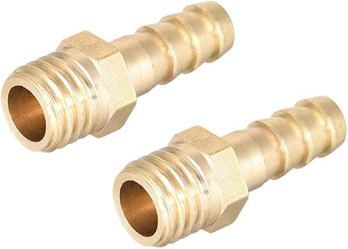 Miniatura 10 de uxcell Conector de montaje de latón métrico M5-0.8 macho a púa ajuste manguera ID 0.315 in 2pcs