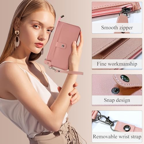 Long Handheld Wallet, Multiple Card Slots Women’s Bag with a Double Folding Buckle Zipper Design, Card Holder for Storing ID Cards, Money and Mobile Phones (Black)3