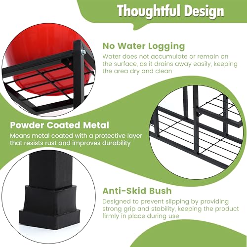 Image of Livzing Heavy Duty Metal Plant Stand for Indoor & Outdoor Use | 8 Tier Multi-Level Flower Pot Stand | Powder Coated Rustproof Iron | 15 kg Load per Tray | Balcony, Living Room, Garden (Black)