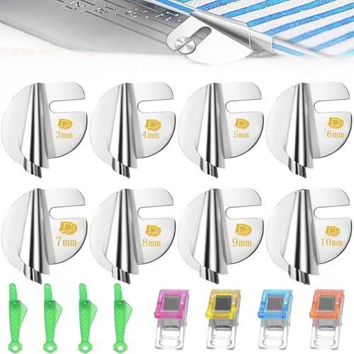 PXBSNB 8 PCS Sewing Machine Rolled Hem Presser Foot, 8 Sizes Rolled Hem Presser Foot mit 4 Sewing Clips, Stainless Steel Narrow Sewing Machine Foot Accessories for Household Industry DIY Crafts