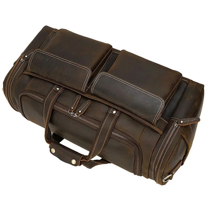 Men's Leather Travel Bag Big Capacity Male Travel Duffel Cowhide Weekend Bag Carry on Extra Large Luggage Bag2