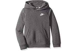 Nike Boys' Pull Over Hoodie Club Youth Kids (Carbon Heather/White, 6)
