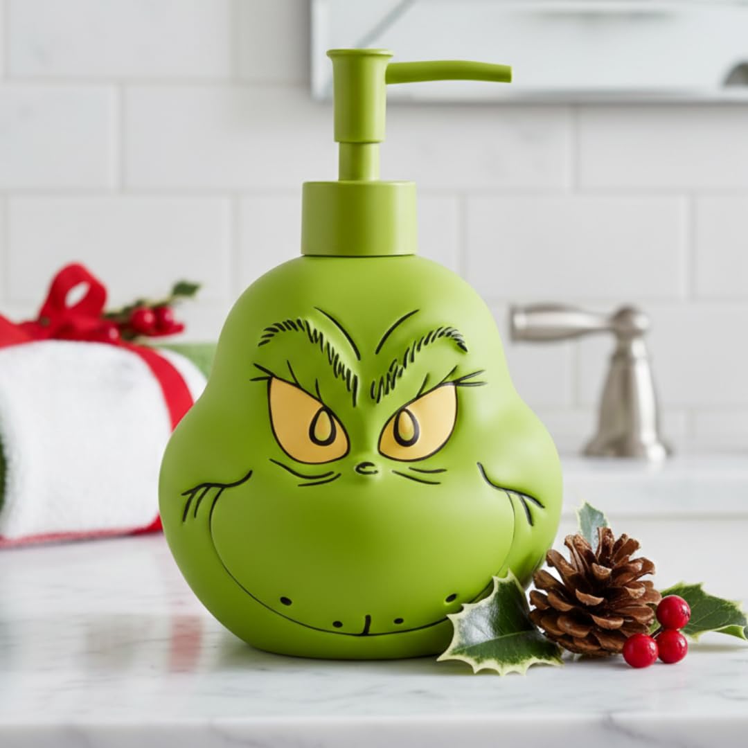 Dr. Seuss The Grinch Holiday Christmas Soap/Lotion/Hand Sanitizer Resin Pump Dispenser, 18.28 Ounces, (Officially Licensed Product) by Franco Collectibles