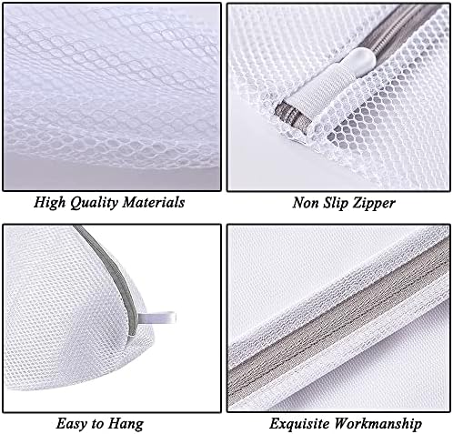 Premium Laundry Bag, 6 Pieces Durable Washing Bags, Mesh Travel Storage Bag, Different Models Mesh Laundry Bags with zipper for Bra, Coat, Pants, Towels, Socks, Shoes, Down Jacket, Bed Linen (White)